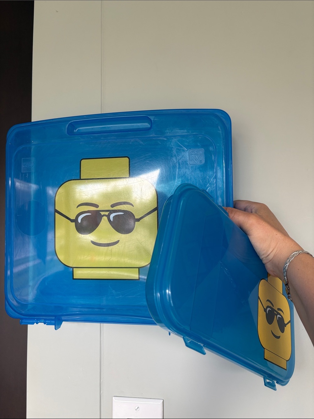 Blue Lego Minifigure Head storage Box Set